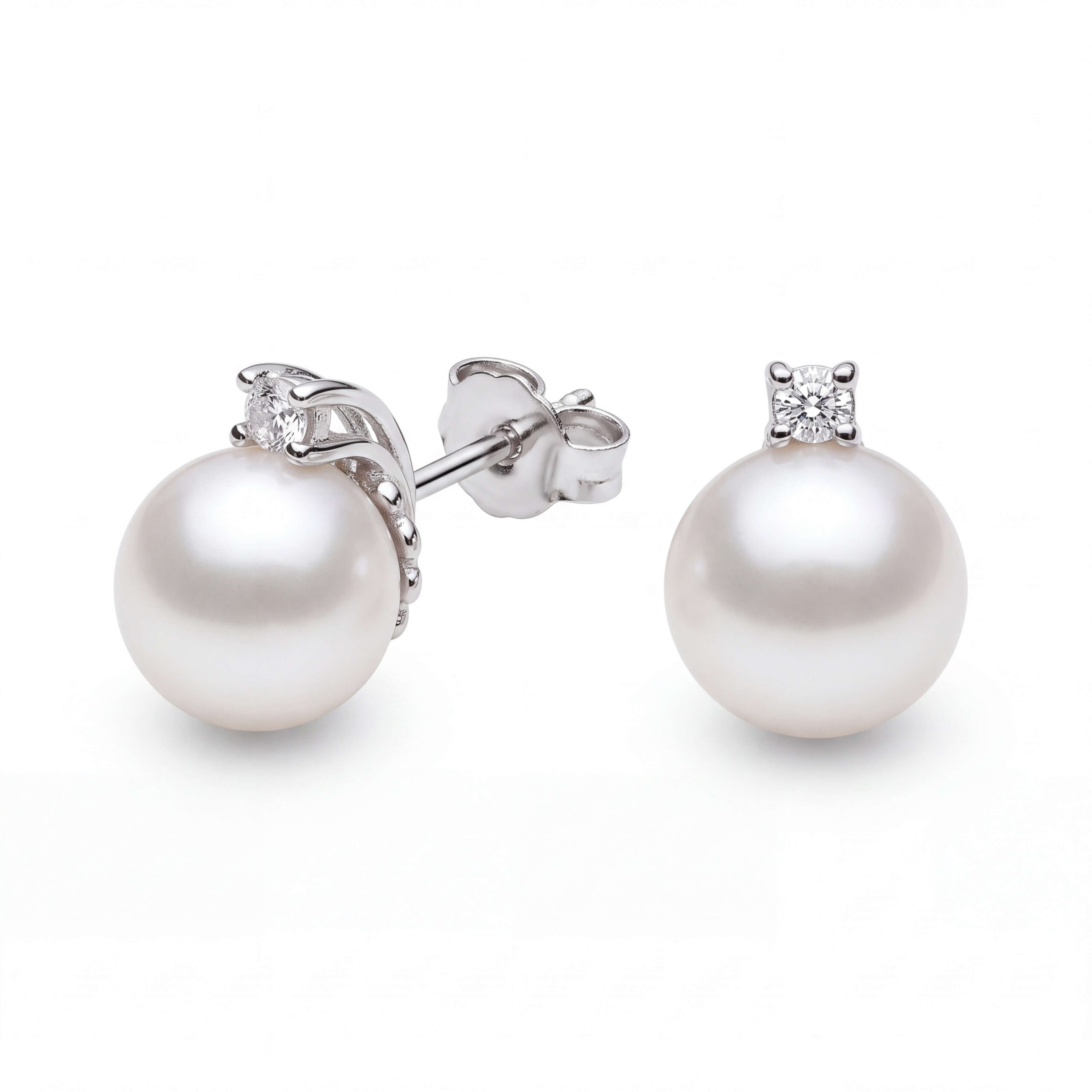Orecchini perle  oro bianco e diamanti Art.ORPE25