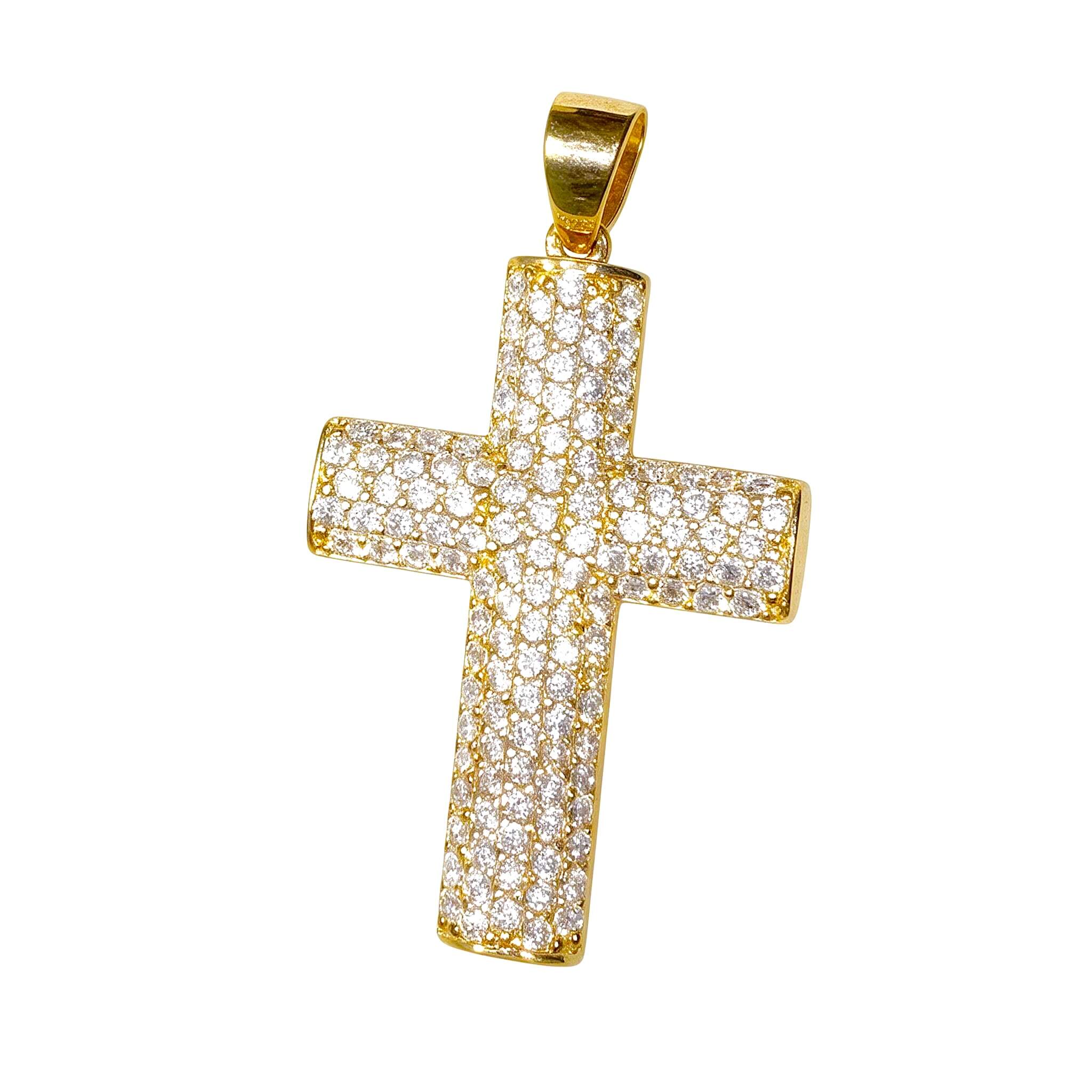 Pendente Croce in oro 18Kt e zirconi art. CROCEZ11