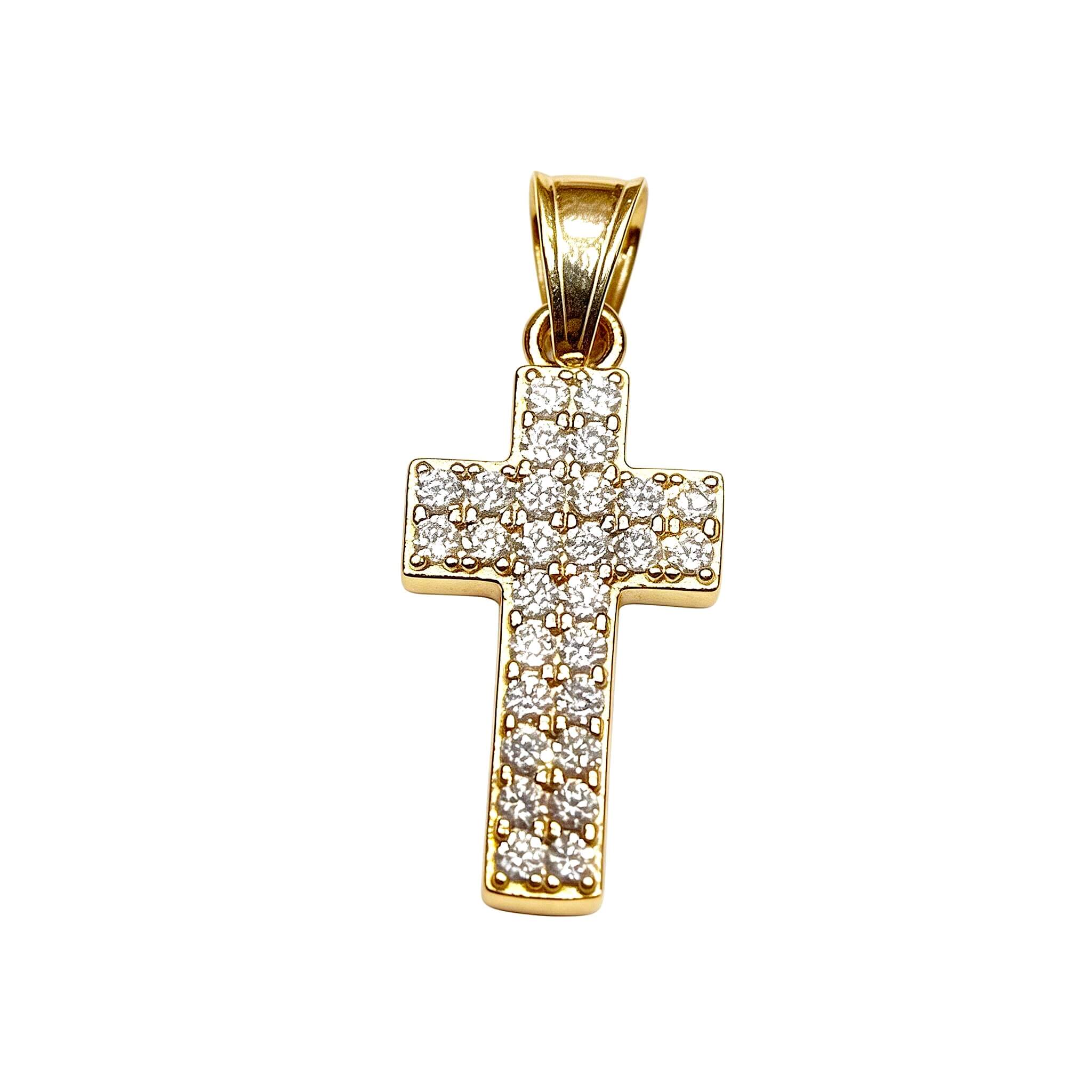 Pendente Croce in oro 18Kt e zirconi art. CROCEZ10